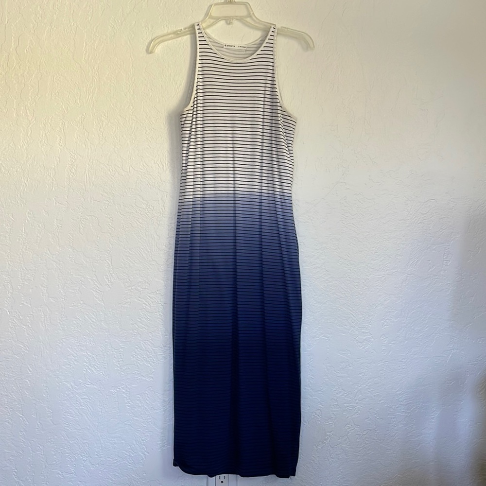Athleta Sun-kissed blue and white striped Midi Dress